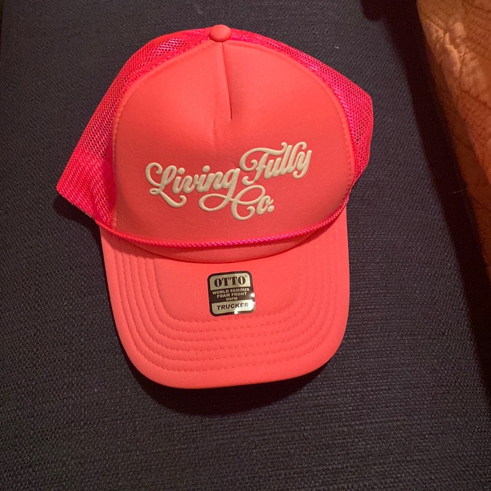 Mallory Ervin Living Fully Co. trucker hat from summer 2023 launch. Hot pink!!